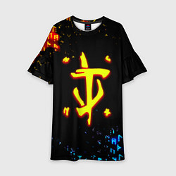 Платье клеш для девочки Doom огненные символы, цвет: 3D-принт