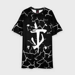 Платье клеш для девочки Doom трещины текстура, цвет: 3D-принт