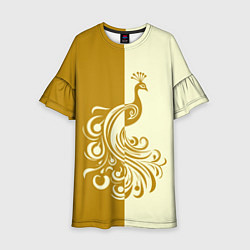 Платье клеш для девочки Жар-птица в золотом, цвет: 3D-принт
