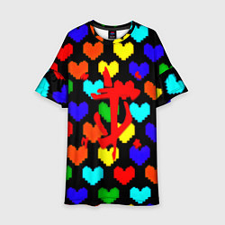 Платье клеш для девочки Doom love pixel pattern, цвет: 3D-принт