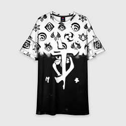 Платье клеш для девочки Doom черно белые аниме, цвет: 3D-принт