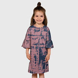 Платье клеш для девочки Текстура с потертостями сине-розовая, цвет: 3D-принт — фото 2