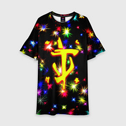 Платье клеш для девочки Doom новогодние искры, цвет: 3D-принт