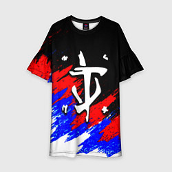 Платье клеш для девочки Doom триколор краски, цвет: 3D-принт