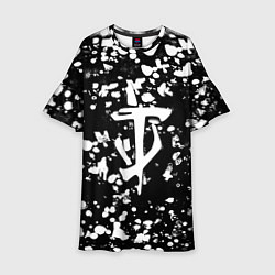 Платье клеш для девочки Дум белые брызги красок, цвет: 3D-принт