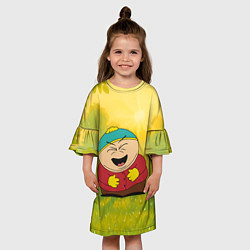 Платье клеш для девочки Эрик Картман смеется в саду, цвет: 3D-принт — фото 2