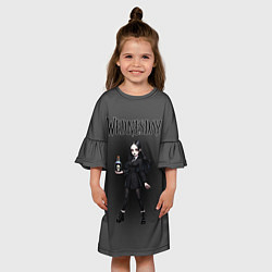 Платье клеш для девочки Уэнсдей в стиле аниме, цвет: 3D-принт — фото 2