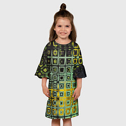 Платье клеш для девочки Абстрактная зелено-черная текстура, цвет: 3D-принт — фото 2
