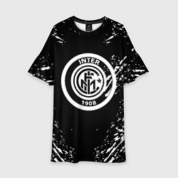 Платье клеш для девочки Inter белые штрихи красок, цвет: 3D-принт