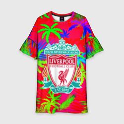 Платье клеш для девочки Liverpool тропический неон, цвет: 3D-принт