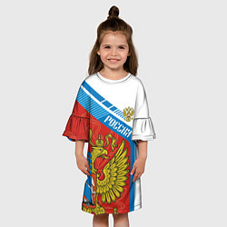 Платье клеш для девочки Герб России, цвет: 3D-принт — фото 2
