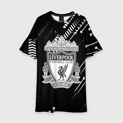 Платье клеш для девочки Liverpool геометрия черно белая, цвет: 3D-принт