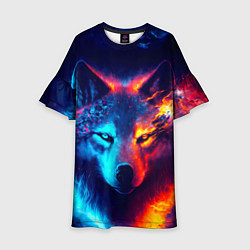 Платье клеш для девочки Волк льда и пламени, цвет: 3D-принт