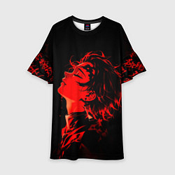 Платье клеш для девочки Клинок, рассекающий демонов Танджиро и иероглифы, цвет: 3D-принт