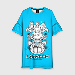 Платье клеш для девочки Тоторо аниме, цвет: 3D-принт