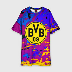 Платье клеш для девочки Borussia абстрактные краски, цвет: 3D-принт