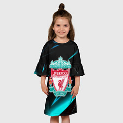 Платье клеш для девочки Liverpool neon stripes, цвет: 3D-принт — фото 2