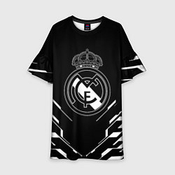 Платье клеш для девочки Real Madrid полосы геомтерия, цвет: 3D-принт