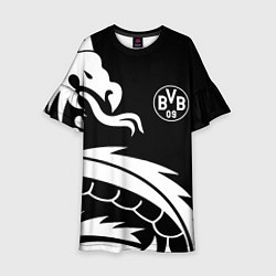 Платье клеш для девочки Borussia дракон белый, цвет: 3D-принт
