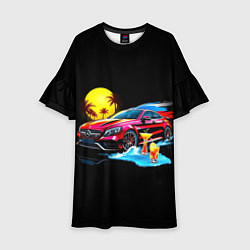 Платье клеш для девочки Mercedes amg, цвет: 3D-принт