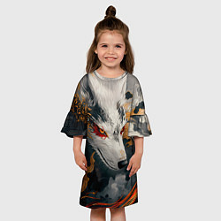 Платье клеш для девочки Японска лиса, цвет: 3D-принт — фото 2