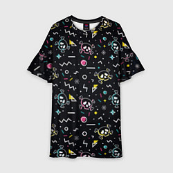 Платье клеш для девочки Паттерн с черепами и геометрическими фигурами в ст, цвет: 3D-принт