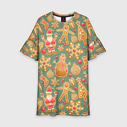 Платье клеш для девочки Имбирные пряники, цвет: 3D-принт