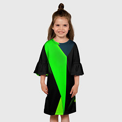 Платье клеш для девочки Green tiles, цвет: 3D-принт — фото 2