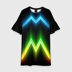 Платье клеш для девочки Neon multicolored lines, цвет: 3D-принт