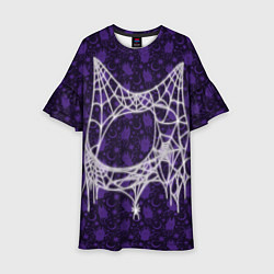 Платье клеш для девочки Хэллоуин - Паутина, цвет: 3D-принт
