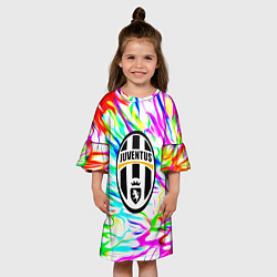 Платье клеш для девочки Ювентус жидкие краски текстура, цвет: 3D-принт — фото 2
