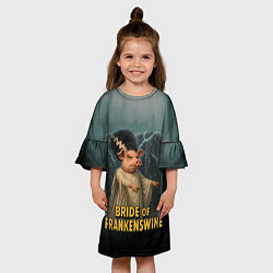 Платье клеш для девочки Франкенштейн свинья невеста, цвет: 3D-принт — фото 2