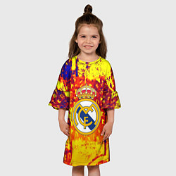 Платье клеш для девочки Реал Мадрид символы краска, цвет: 3D-принт — фото 2