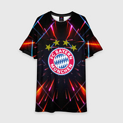 Платье клеш для девочки Бавария Мюнхен неоновая абстракция, цвет: 3D-принт