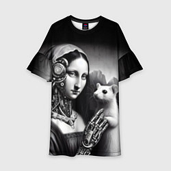 Платье клеш для девочки Cecilia Gallerani - the lady with the ermine cyber, цвет: 3D-принт