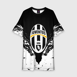 Платье клеш для девочки Ювентус краски всплеск текстура, цвет: 3D-принт