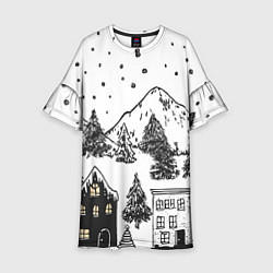 Детское платье Заснеженный черно-белый город