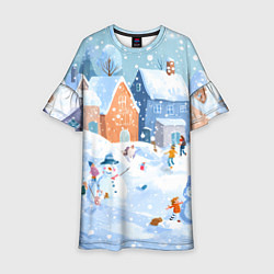 Детское платье Предновогодний день во дворе