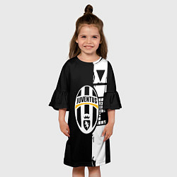 Платье клеш для девочки Ювентус геометрия белая, цвет: 3D-принт — фото 2