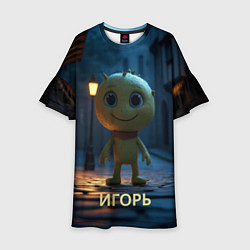 Платье клеш для девочки Мем игорь, цвет: 3D-принт