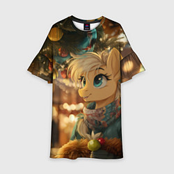 Платье клеш для девочки Милая лошадка под елочкой, цвет: 3D-принт