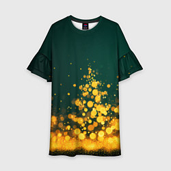 Платье клеш для девочки Новогодние елочки из боке, цвет: 3D-принт