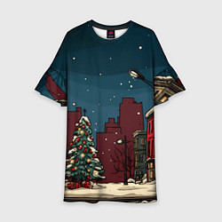 Платье клеш для девочки Новогодняя ночь, цвет: 3D-принт