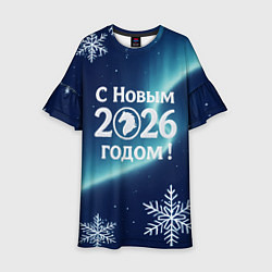 Платье клеш для девочки С Новым 2026 годом, цвет: 3D-принт