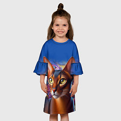 Платье клеш для девочки Абиссинка на фоне стены с граффити, цвет: 3D-принт — фото 2