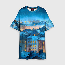 Платье клеш для девочки Крыши зимнего Питера, цвет: 3D-принт