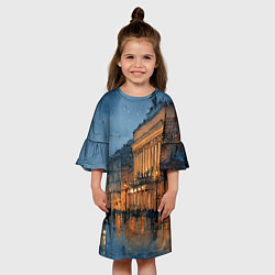 Платье клеш для девочки Вечер зимнего Питера, цвет: 3D-принт — фото 2