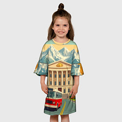 Платье клеш для девочки Классика у подножия гор, цвет: 3D-принт — фото 2