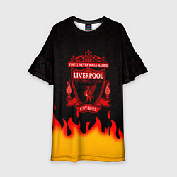 Платье клеш для девочки Liverpool огонь спорт, цвет: 3D-принт