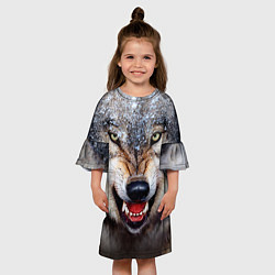 Платье клеш для девочки Взгляд волка, цвет: 3D-принт — фото 2